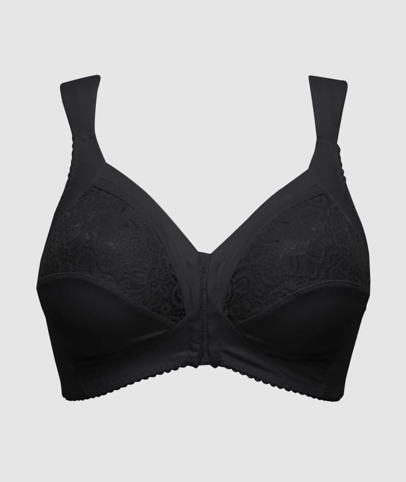 Buy Mefallenssiah Plus Size Lace Bra Front Closure Bra Patchwork Wirefree  Deep V Underwear Soft Front Lace Bras Leisure Sports Bras for Women Black,  XX-Large at