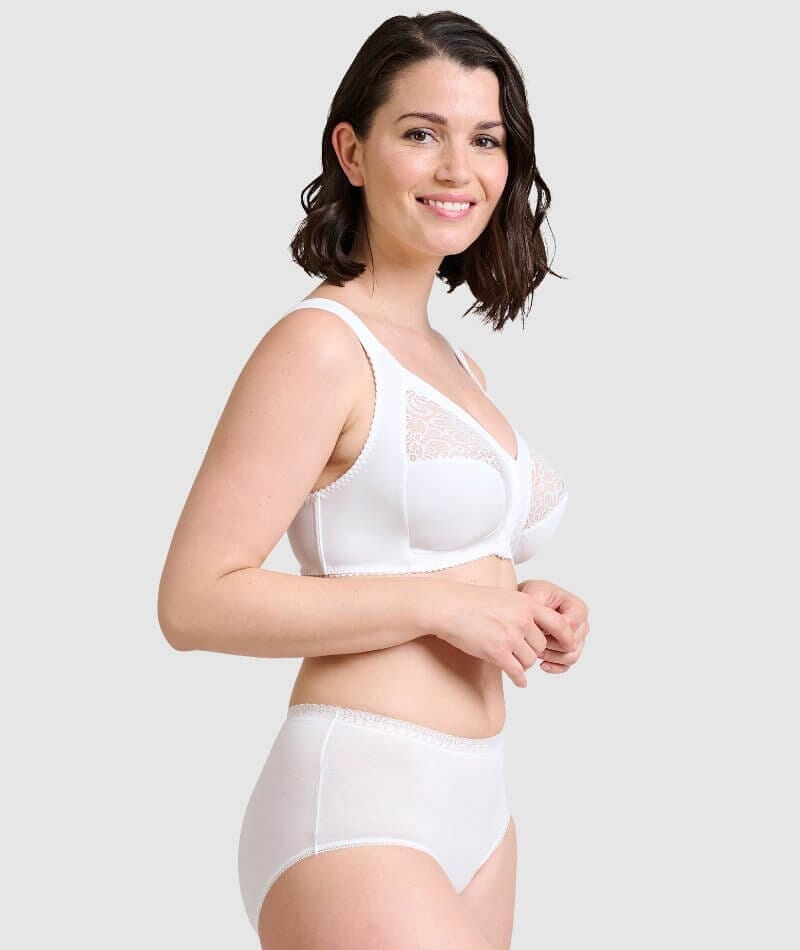 Sans Complexe Clara Front Closure Wire-free Lace Bra - White Bras