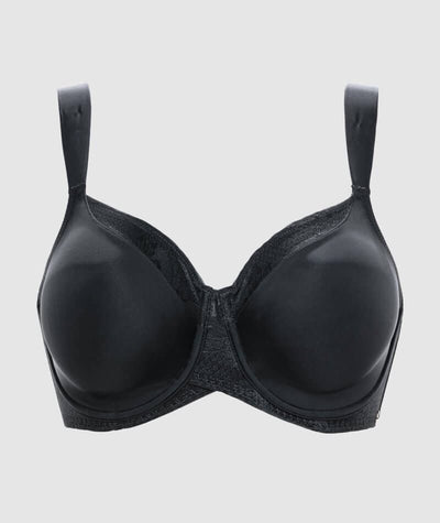 Sans Complexe Perfect Shape Wide Strap Underwired Minimiser Bra - Blac -  Curvy Bras