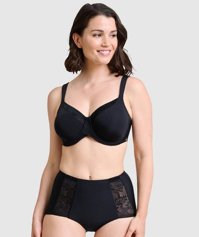 Sans Complexe Perfect Shape Wide Strap Underwired Minimiser Bra - Blac -  Curvy Bras