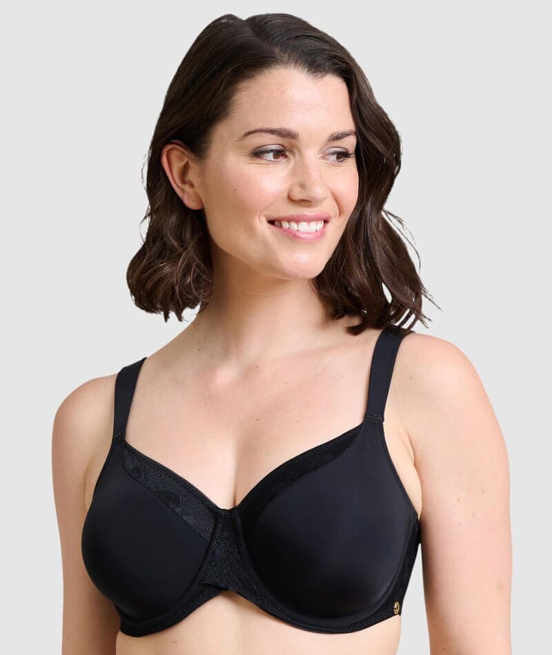 Sans Complexe Perfect Shape Wide Strap Underwired Minimiser Bra - Black Bras 