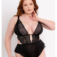 Scantilly After Hours Stretch Lace Teddy - Black