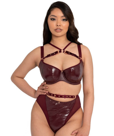 Scantilly Buckle Up High Waist Thong - Oxblood Knickers