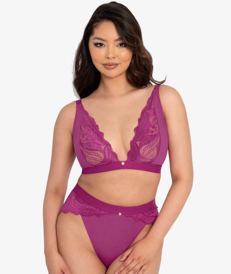 Scantilly Indulgence Wire-free Bralette - Orchid/Latte - Curvy Bras