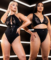 Scantilly Indulgence Stretch Lace Bodysuit - Black/Latte Bodysuits & Basques