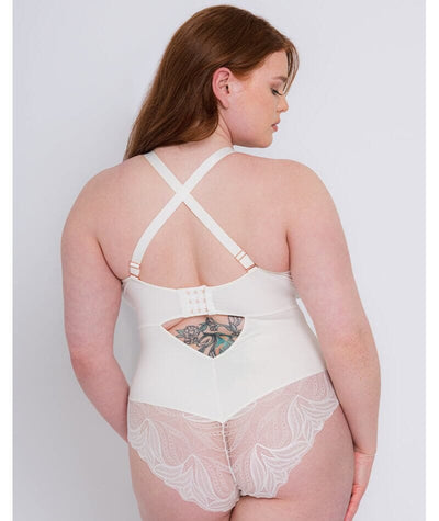 Scantilly Indulgence Stretch Lace Bodysuit - Ivory - Curvy Bras