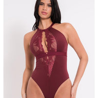 Scantilly Indulgence Stretch Lace Bodysuit - Oxblood Red