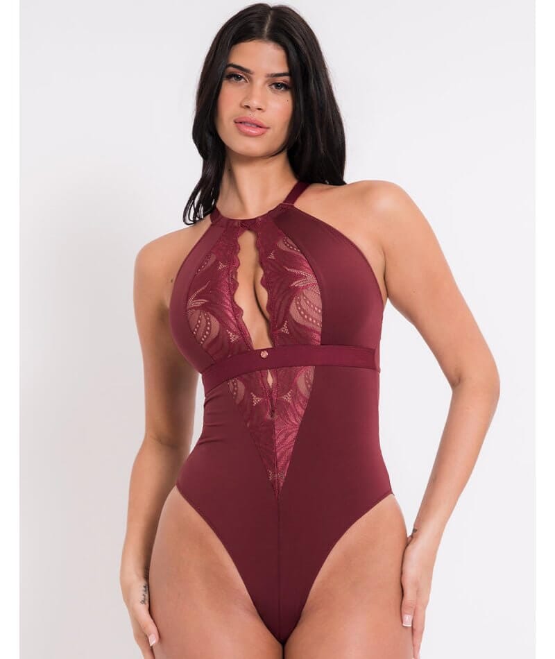 Scantilly Indulgence Stretch Lace Bodysuit - Oxblood Red Bodysuits & Basques