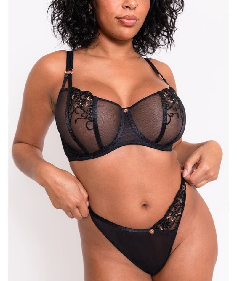 Scantilly Ornate Balcony Bra - Black Bras