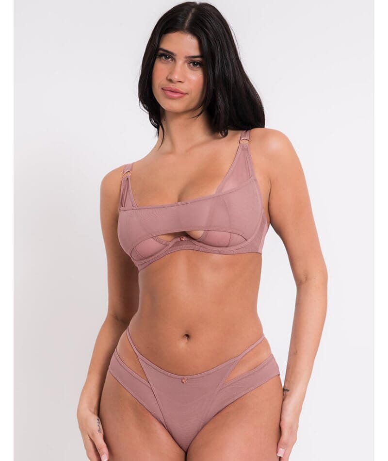 Scantilly Peep Show Deep Plunge Bra - Dusty Rose Bras