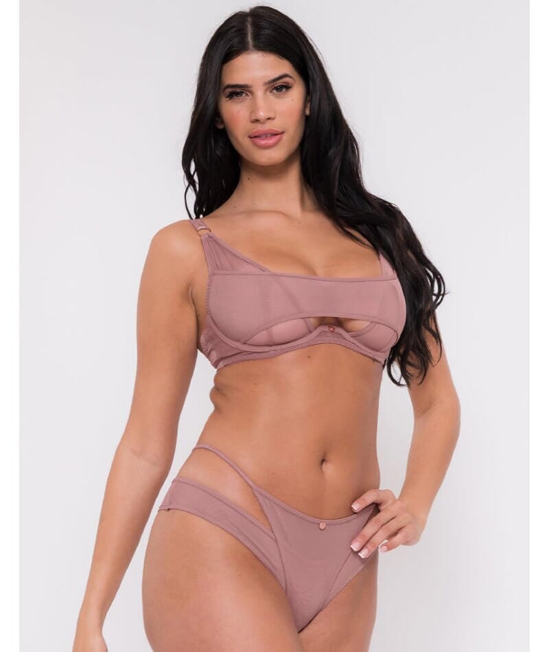 Scantilly Peep Show Deep Plunge Bra - Dusty Rose Bras