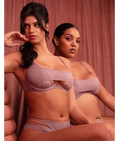 Scantilly Peep Show Deep Plunge Bra - Dusty Rose Bras