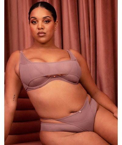Scantilly Peep Show Deep Plunge Bra - Dusty Rose Bras