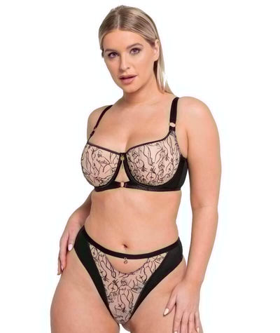 Scantilly Sex Education High Waist Thong - Black/Latte Knickers