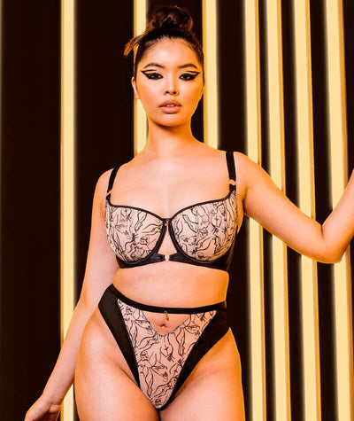 Scantilly Sex Education High Waist Thong - Black/Latte Knickers