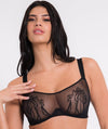 Scantilly Sheer Flora Bandeau Bra - Black Bras