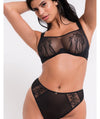 Scantilly Sheer Flora Bandeau Bra - Black Bras
