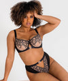 Scantilly Tantric Lovers Knot Balcony Bra - Black/Latte Beige Bras