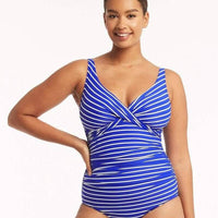 Sea Level Chamarel Cross Front B-DD Cup One Piece Swimsuit - Cobalt