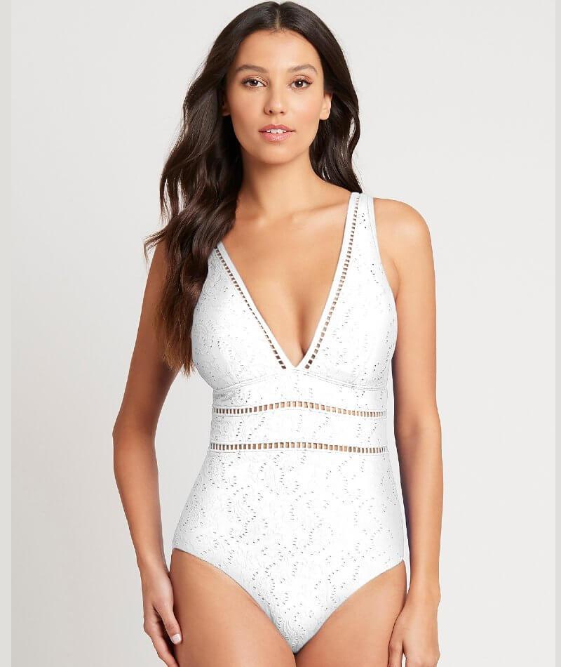 Sea Level Chantilly Spliced B-DD Cup One Piece Swimsuit - White