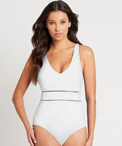 Sea Level Chantilly Tank Style D-DD Cup One Piece Swimsuit - White Swim