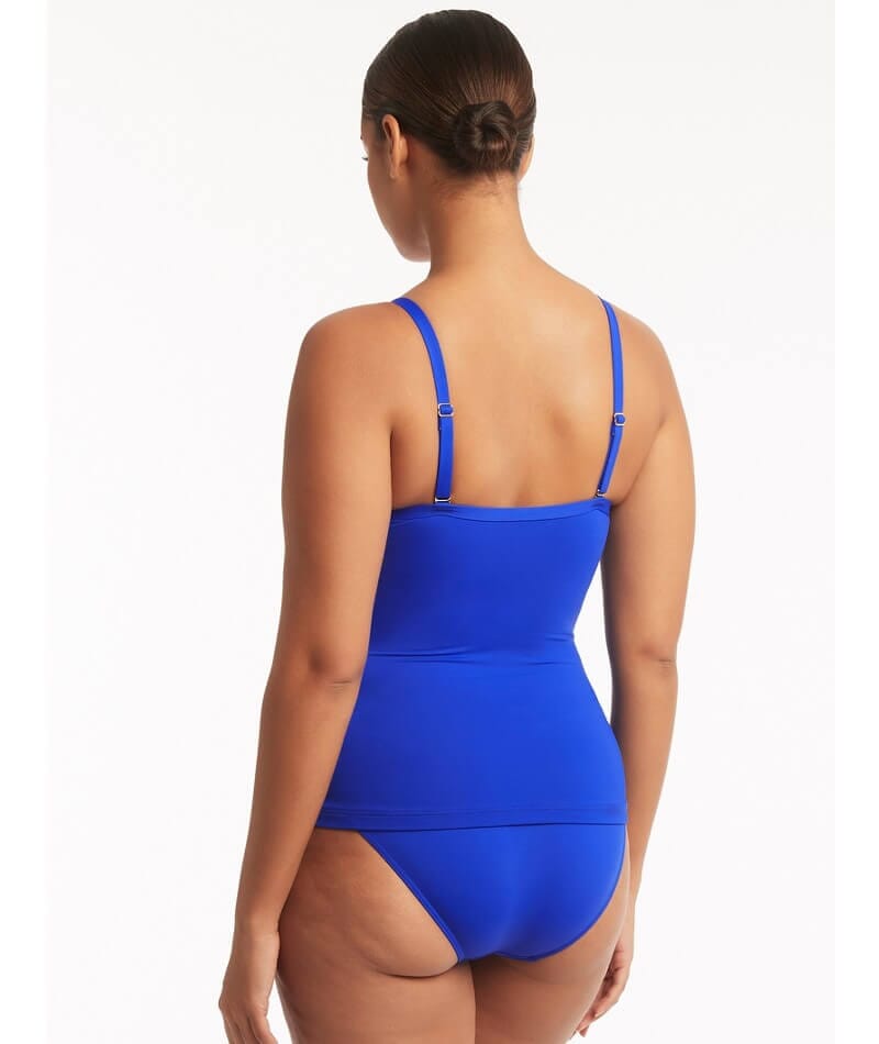 Sea Level Eco Essentials Cross Front DD-E Cup Singlet Top - Cobalt Swim