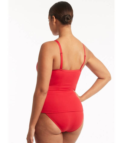 Sea Level Eco Essentials Cross Front DD-E Cup Singlet Top - Red Swim