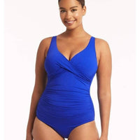 Sea Level Eco Essentials Cross Front A-DD Cup One Piece Swimsuit - Cobalt