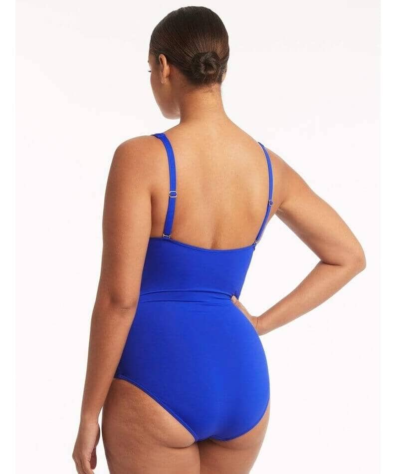 Sea Level Eco Essentials Cross Front A-DD Cup One Piece Swimsuit - Cobalt Swim
