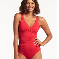 Sea Level Eco Essentials Cross Front A-DD Cup One Piece Swimsuit - Red