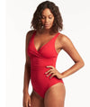 Sea Level Eco Essentials Cross Front A-DD Cup One Piece Swimsuit - Red Swim