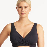 Sea Level Eco Essentials Cross Front A-DD Cup Bikini Top - Night Sky