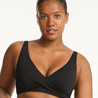 Sea Level Eco Essentials Cross Front A-DD Cup Bikini Top - Black