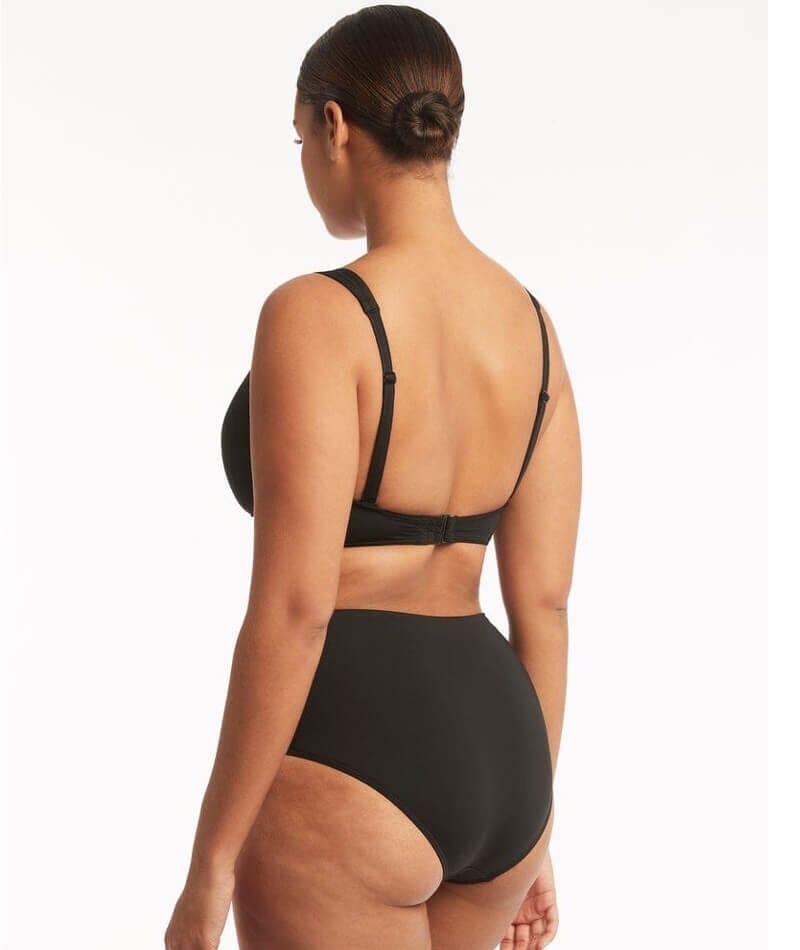 Sea Level Eco Essentials Cross Front Bikini Top - Black Swim
