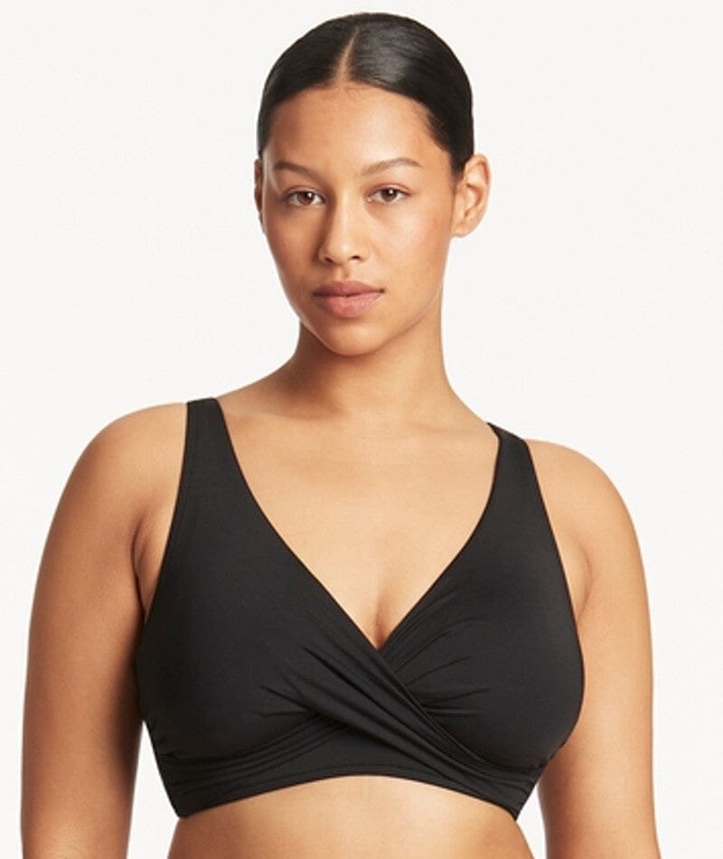 Sea Level: Eco Essentials Cross Front Bikini Top G Cup Black – DeBra's, top  g 