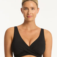 Sea Level Eco Essentials Cross Front G Cup Bikini Top - Black