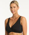 Sea Level Eco Essentials Cross Front G Cup Bikini Top - Black Swim