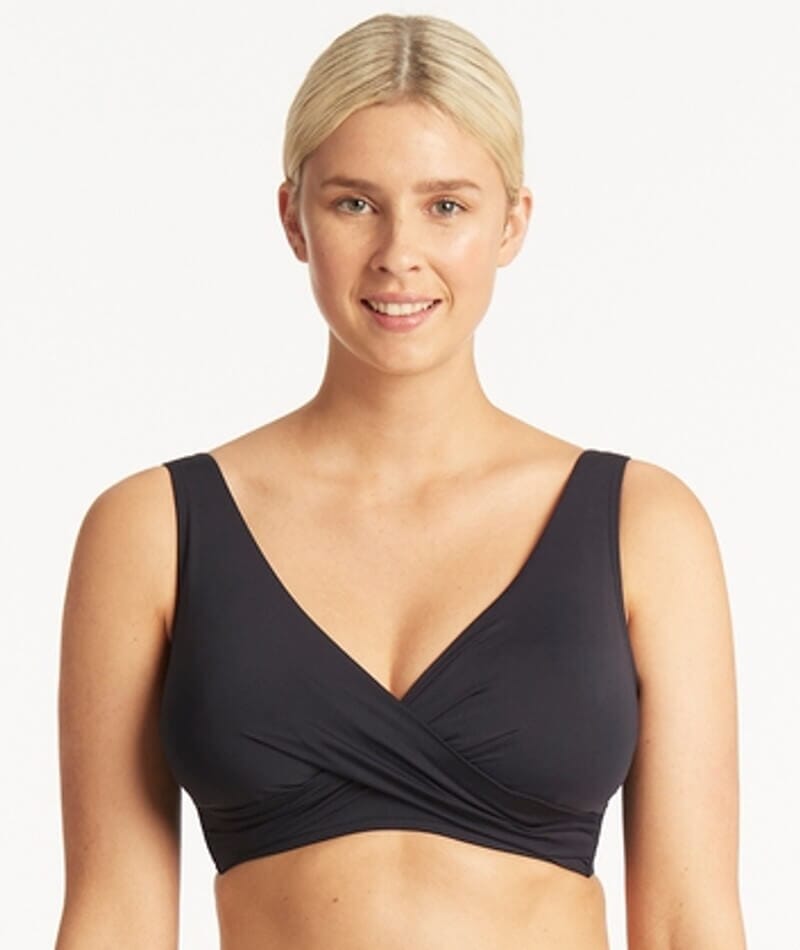 Sea Level Eco Essentials Cross Front G Cup Bikini Top - Night Sky Swim