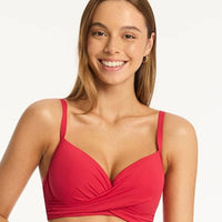 Sea Level Eco Essentials Cross Front Moulded Underwire Bikini Top - Red