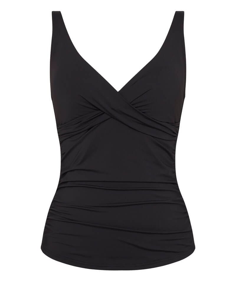 Sea Level Eco Essentials Cross Front Singlet Top - Black Swim