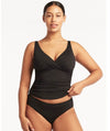 Sea Level Eco Essentials Cross Front Singlet Top - Black Swim