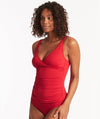 Sea Level Eco Essentials Cross Front Singlet Top - Red Swim