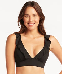 Sea Level Eco Essentials Frill Bikini Top - Black