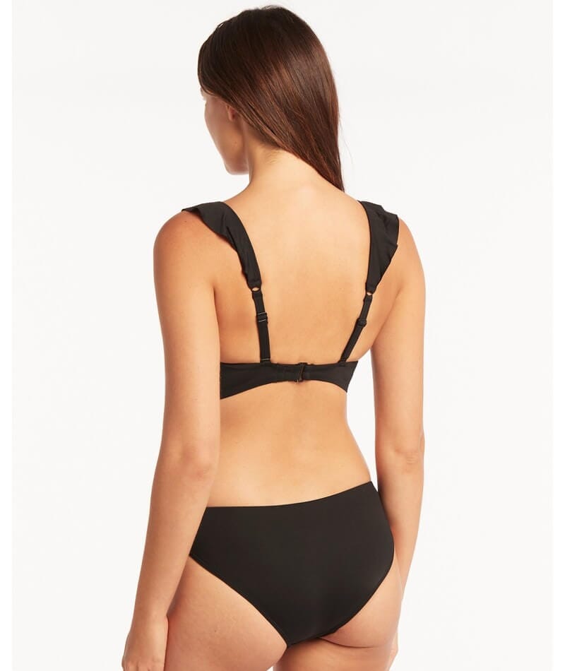 Sea Level Eco Essentials Frill Bikini Top - Black Swim