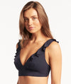 Sea Level Eco Essentials Frill Bikini Top - Night Sky Swim