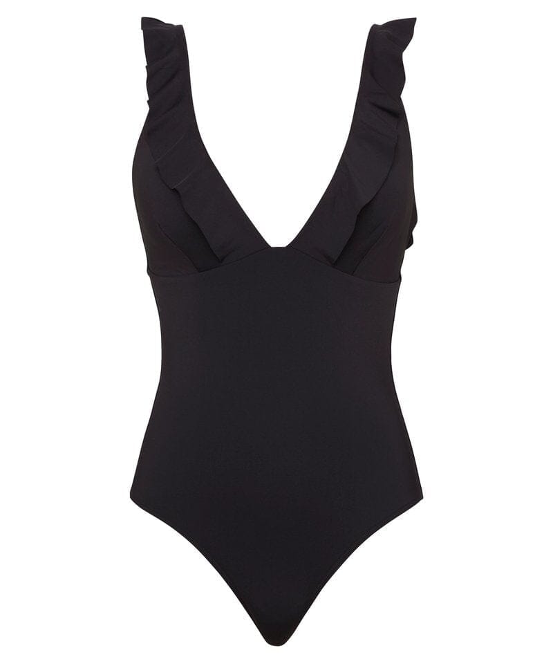 Sea Level Eco Essentials Frill One Piece Swimsuit - Black Swim