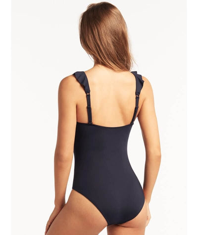 Sea Level Eco Essentials Frill One Piece Swimsuit - Night Sky Swim