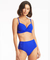 Sea Level Eco Essentials Gathered Side High Waist Bikini Brief - Cobalt Swim