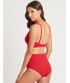 Sea Level Eco Essentials Gathered Side High Waist Bikini Brief - Red Swim