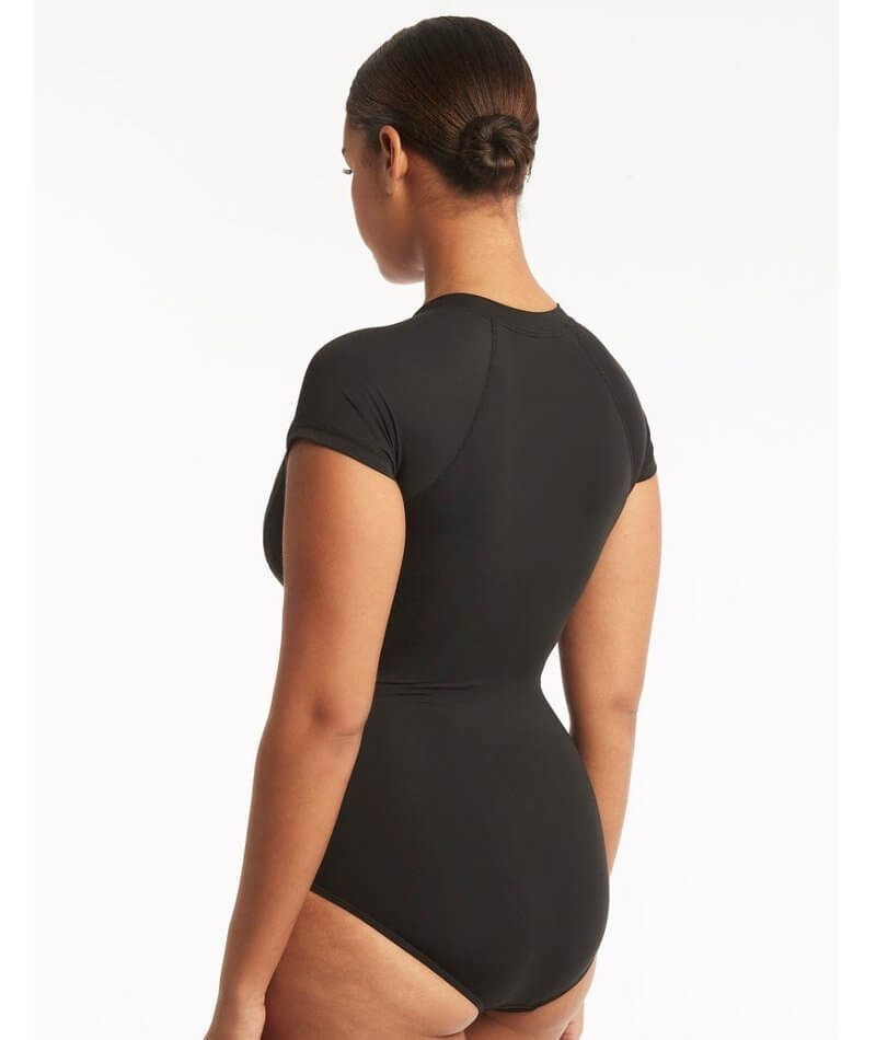Sea Level Eco Essentials Short Sleeve B-DD Cup One Piece Swimsuit - Black Swim